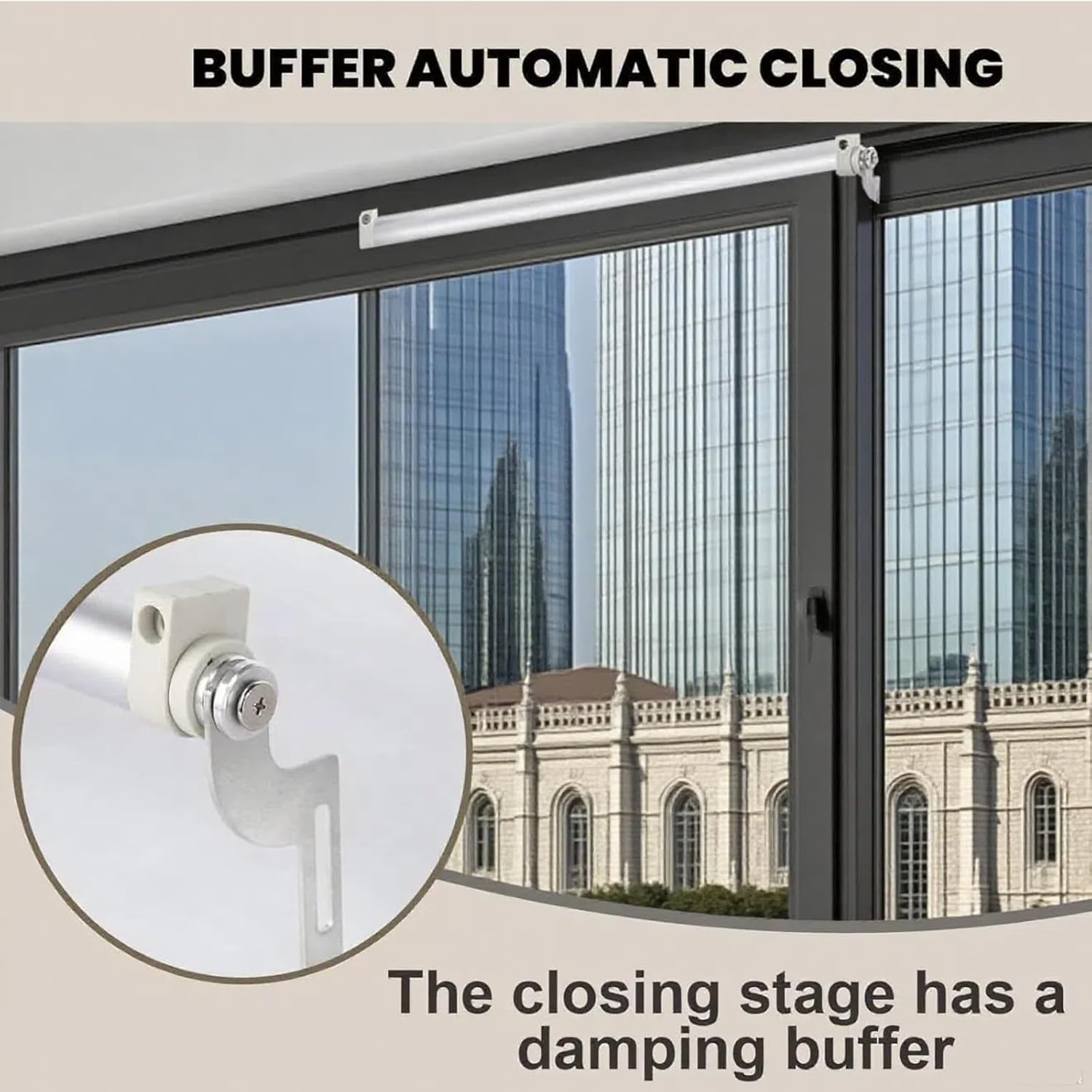 Automatic Sliding Door Closer, Heavy Duty Self Closing Sliding Patio Door Closer, Quiet Pneumatic Damping Buffering for Door Widths from 29.5 to 51.2 inches (White)