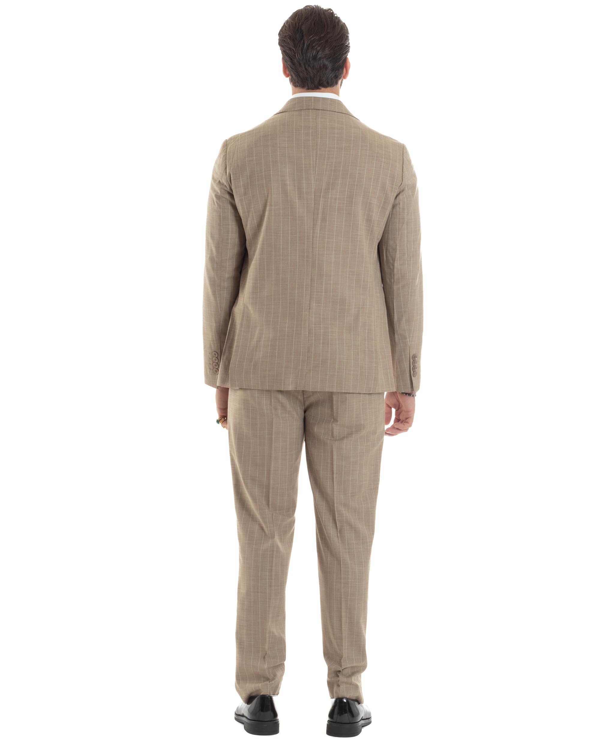 Abito Uomo Monopetto Vestito Gessato Giacca con Pochette Pantaloni Completo Elegante Vari Colori