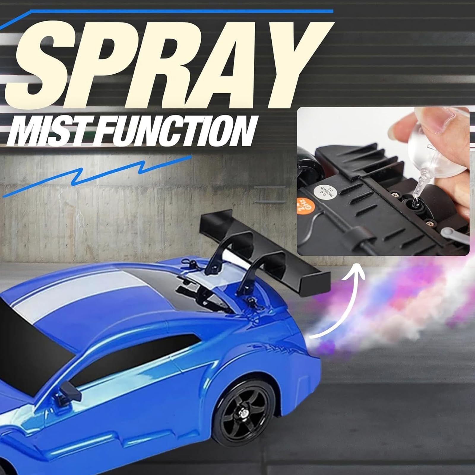 Genérico Drifty Boyz RC Car, Drifty Boyz Vapor Slide Drift RC Car, High Speed RC Drift Car with Tail Spray Function, LED Lights, Rechargeable, Tail Spray Function (H8 Genérico Drifty Boyz RC Car, Drifty Boyz Vapor Slide Drift RC Car, High Speed RC Drift Car with Tail Spray Function, LED Lights, Rechargeable, Tail Spray Function (H8