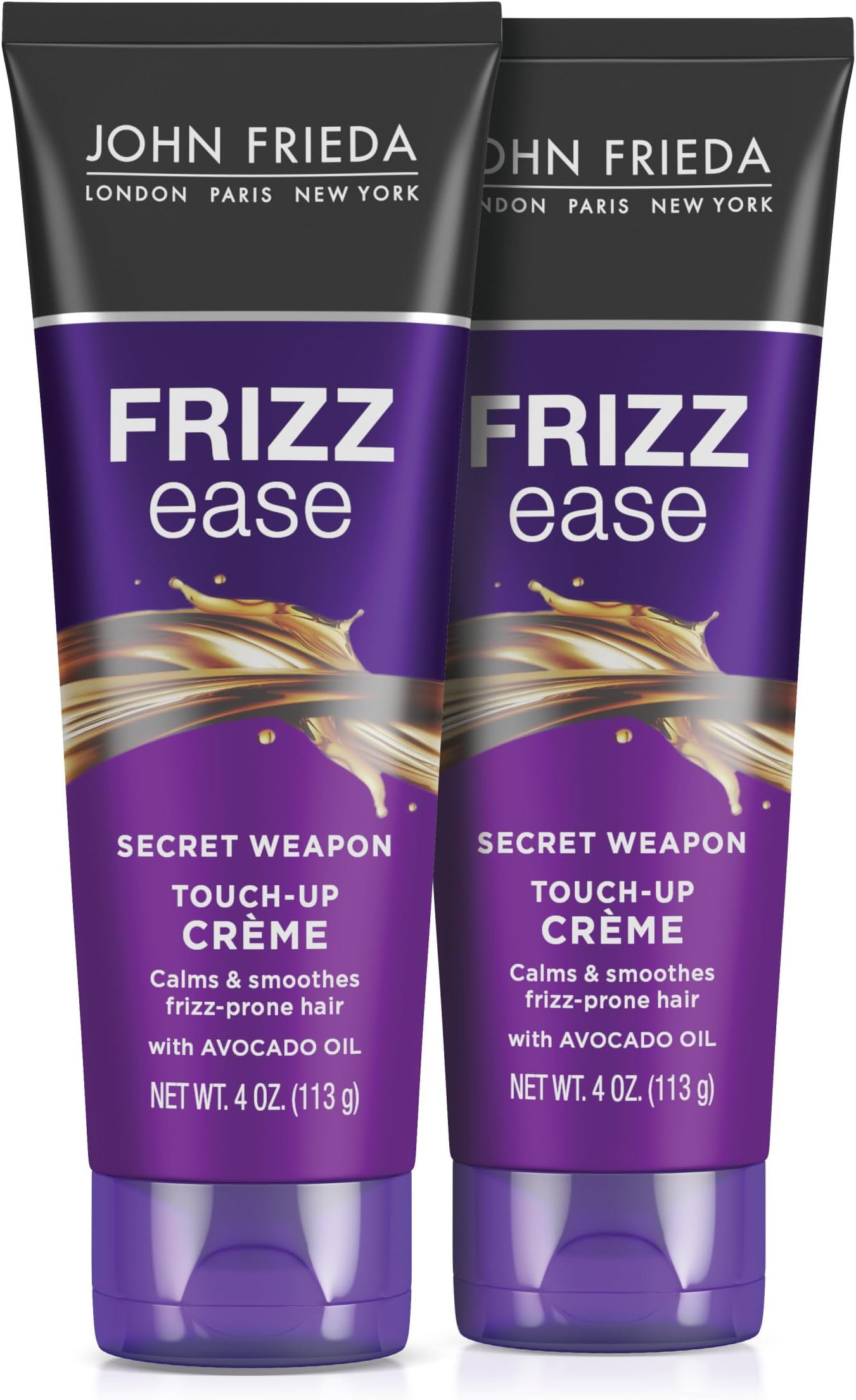 Frizz Ease Secret Weapon Touch-Up Crème, Smoothing Cream for Flyaways, Frizz-Free & Split Ends, Infused with Avocado Oil to Seal in Moisture and Eliminate Flyaways, 4 Oz, Pack of 2