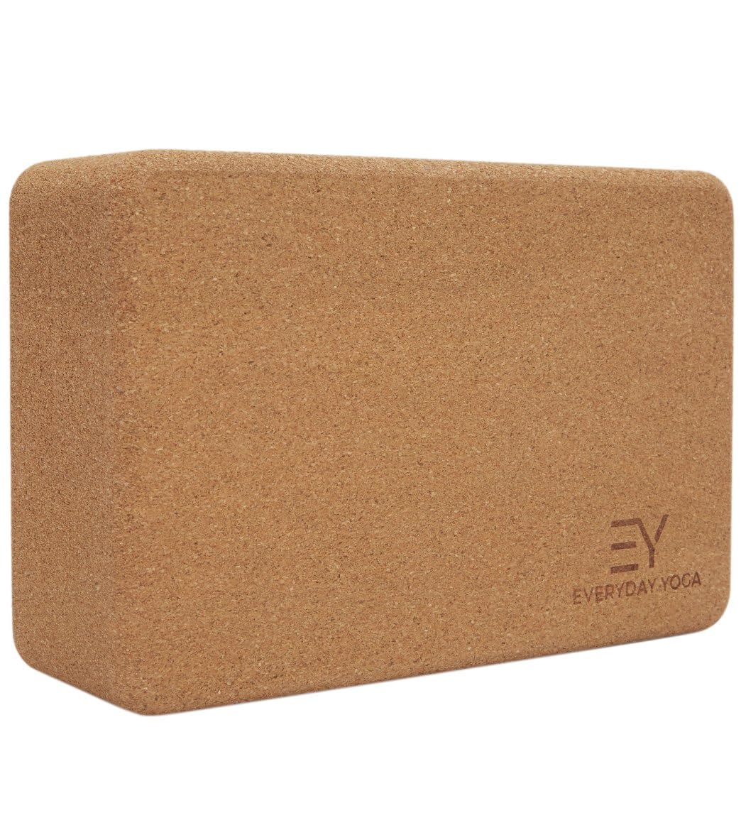 Everyday Yoga Premium Cork Block - Natural Cork, Improve Strength, Flexibility with Soft Brick Workout Handstand, (Single)