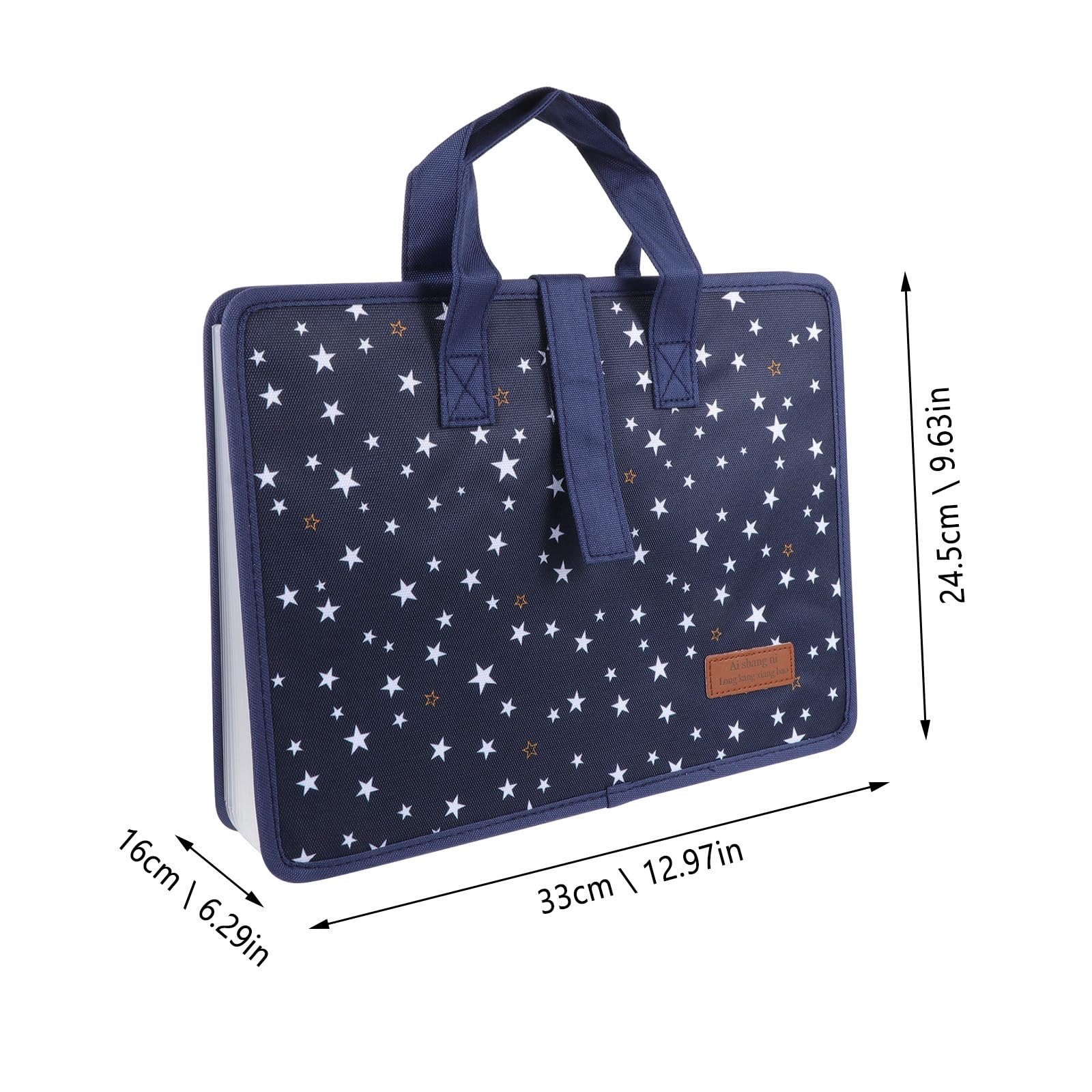 Sosoport Carpeta de Archivos Portátil de Tela Oxford con 13 Capas Expandibles, Organizador de Documentos A4 con Estampado de Estrellas y Asa para Oficina y Viaje