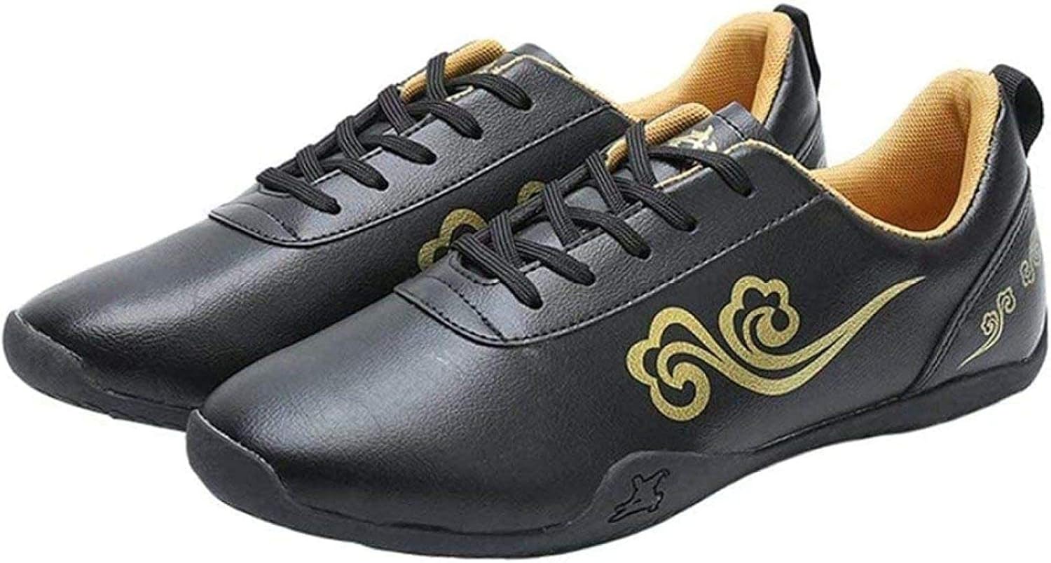 RDJSHOP Martial Arts Kung Fu Shoes Adults Lightweight Parkour Shoes Rubber Sole Sneakers for Taekwondo, Boxing, Karate,Black-8.5