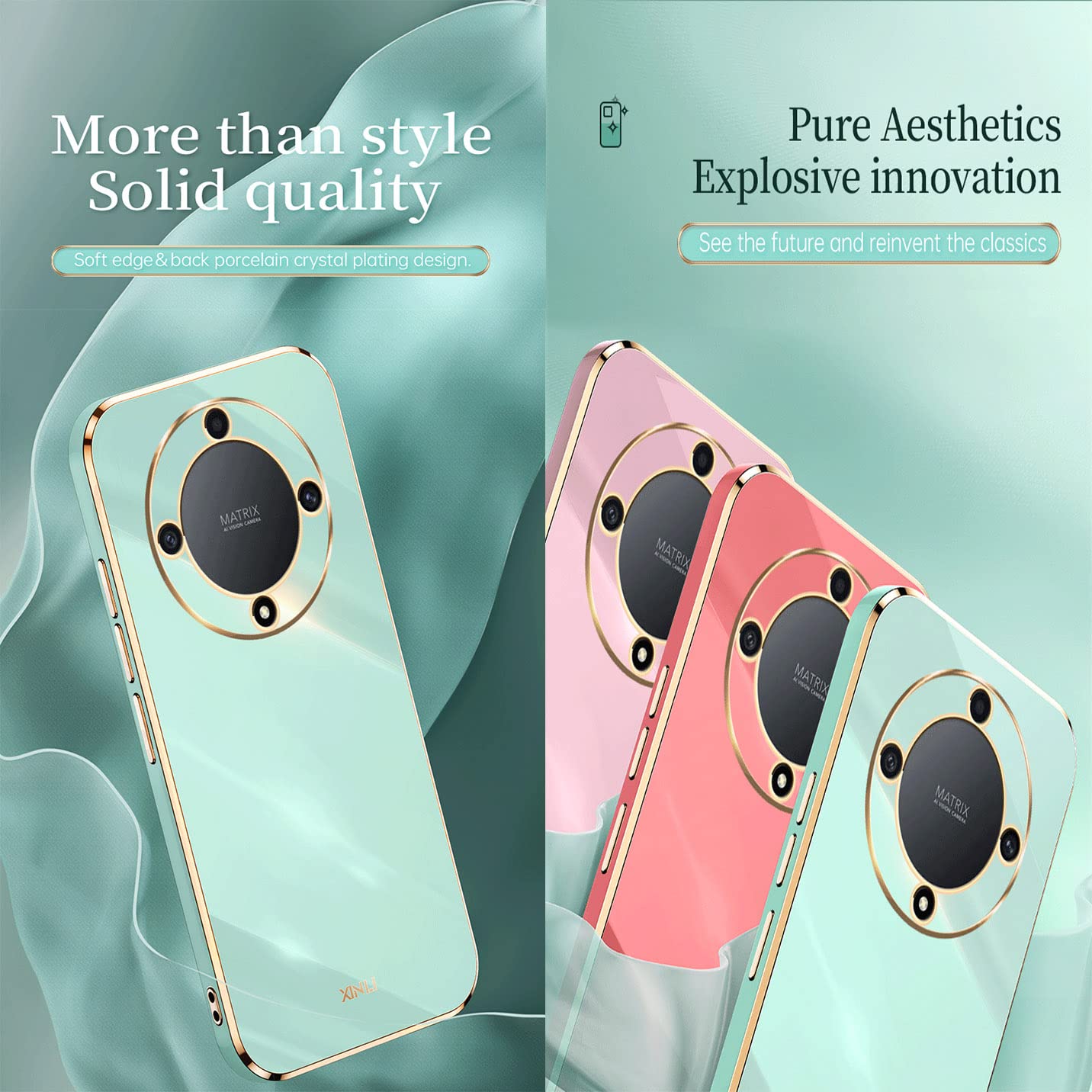 BORYA Case For Honor Magic6 Lite 5G (Magic 6 Lite), Shockproof Ultra Thin Premium Silicone Soft TPU Bumper Luxury Elegant Bling Electroplating Phnom - View #3