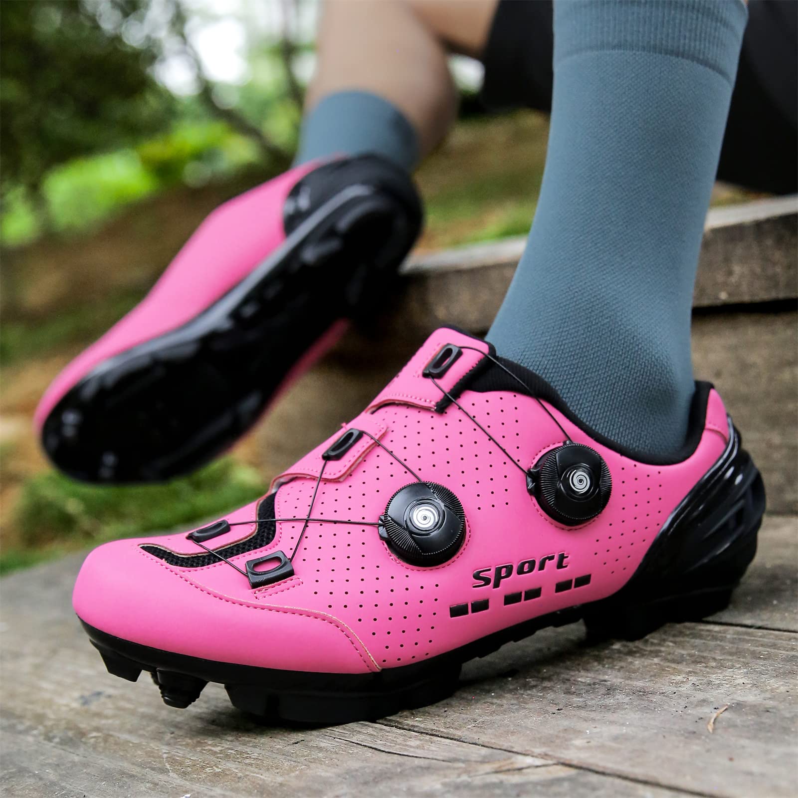 Zapatillas de Ciclismo Mujer Bicicleta Montaña Carretera Compatibles Calas Giratorias Cerradas Ligeras