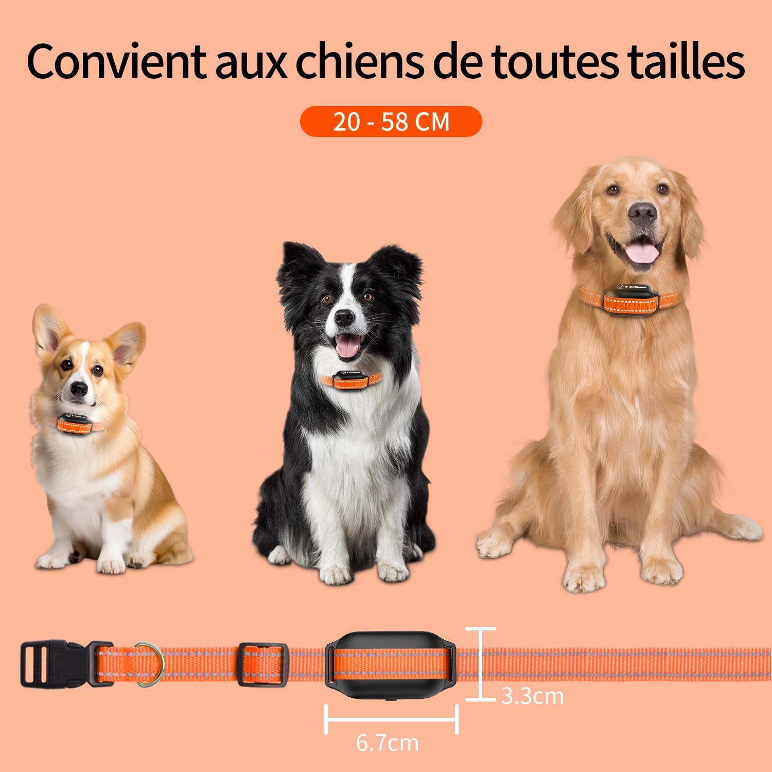 Collier DOGLinsen réglable avec télécommande