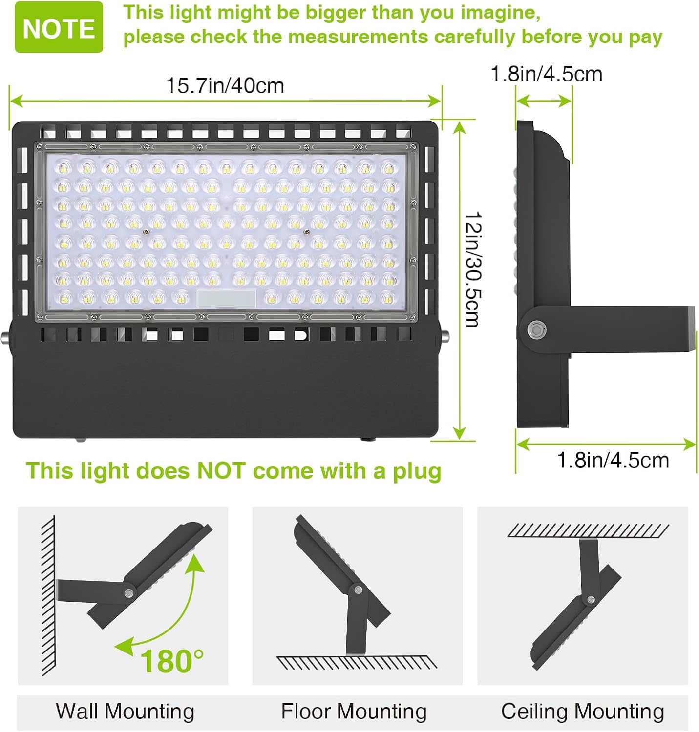 STASUN 300W 45000LM LED Flood Light Outdoor - High Lumen Super Bright, 100-277V 5000K Daylight White, IP66 Waterproof Stadium Lights for Arena, Backyard, Parking Lot, Courts, ETL Certification