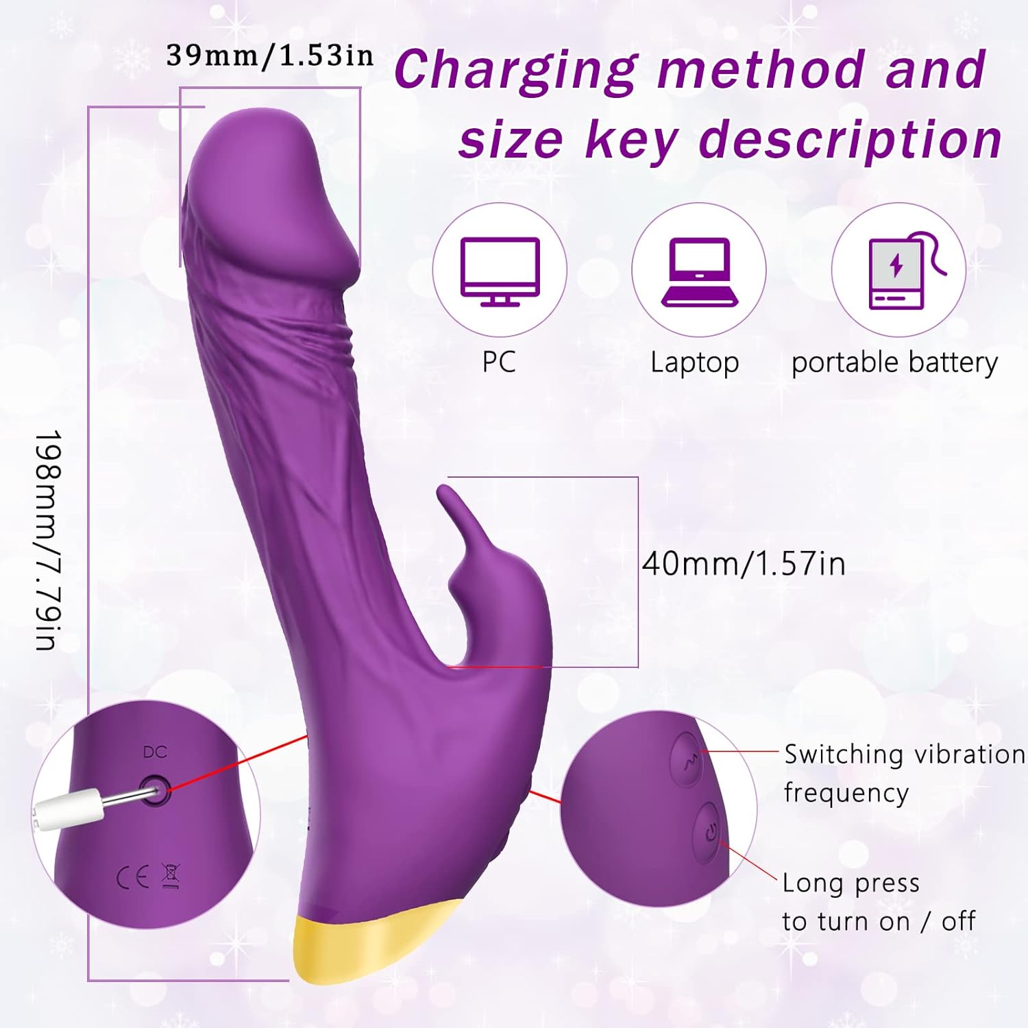 Realistic Rabbit Vibrator Dildo | Rose Adult Sensory Sex Toys for Women, 2 in 1 G-Spot & Clitoral Vibrators with 10 Vibrations, Waterproof Vagina Clitoral Stimulator for Women Couple Pleasure (Rabbit)