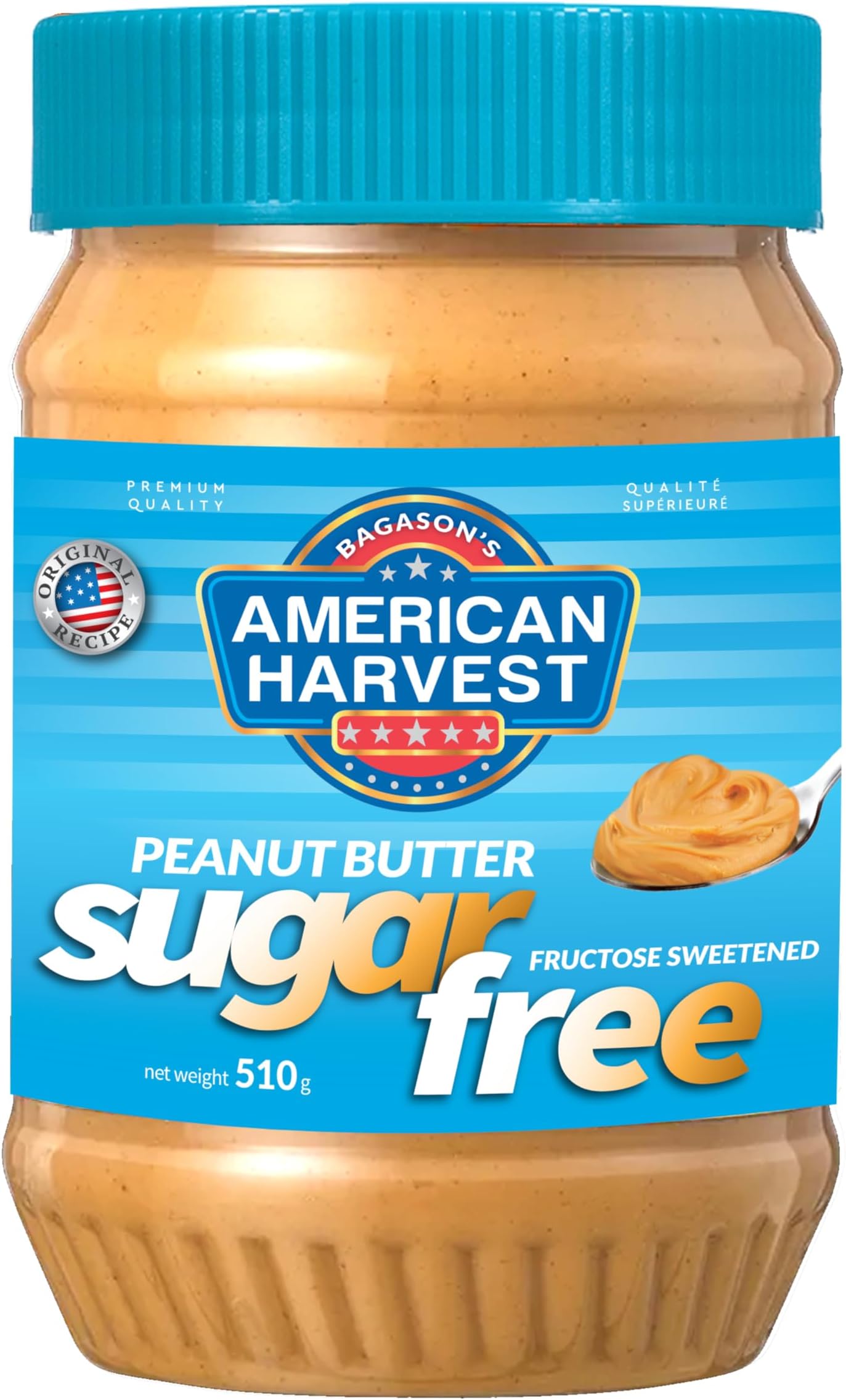 American Harvest Peanut Butter Creamy Sugar Free Fructose Sweetened, 510Gm | Zero Trans Fat | Zero Cholesterol | Gluten Free