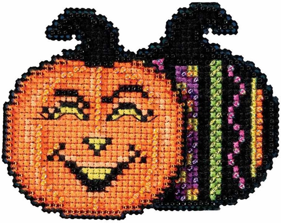 Pumpkin Patch Beaded Counted Cross Stitch Halloween Ornament Kit Mill Hill 2016 Autumn Harvest MH181622
