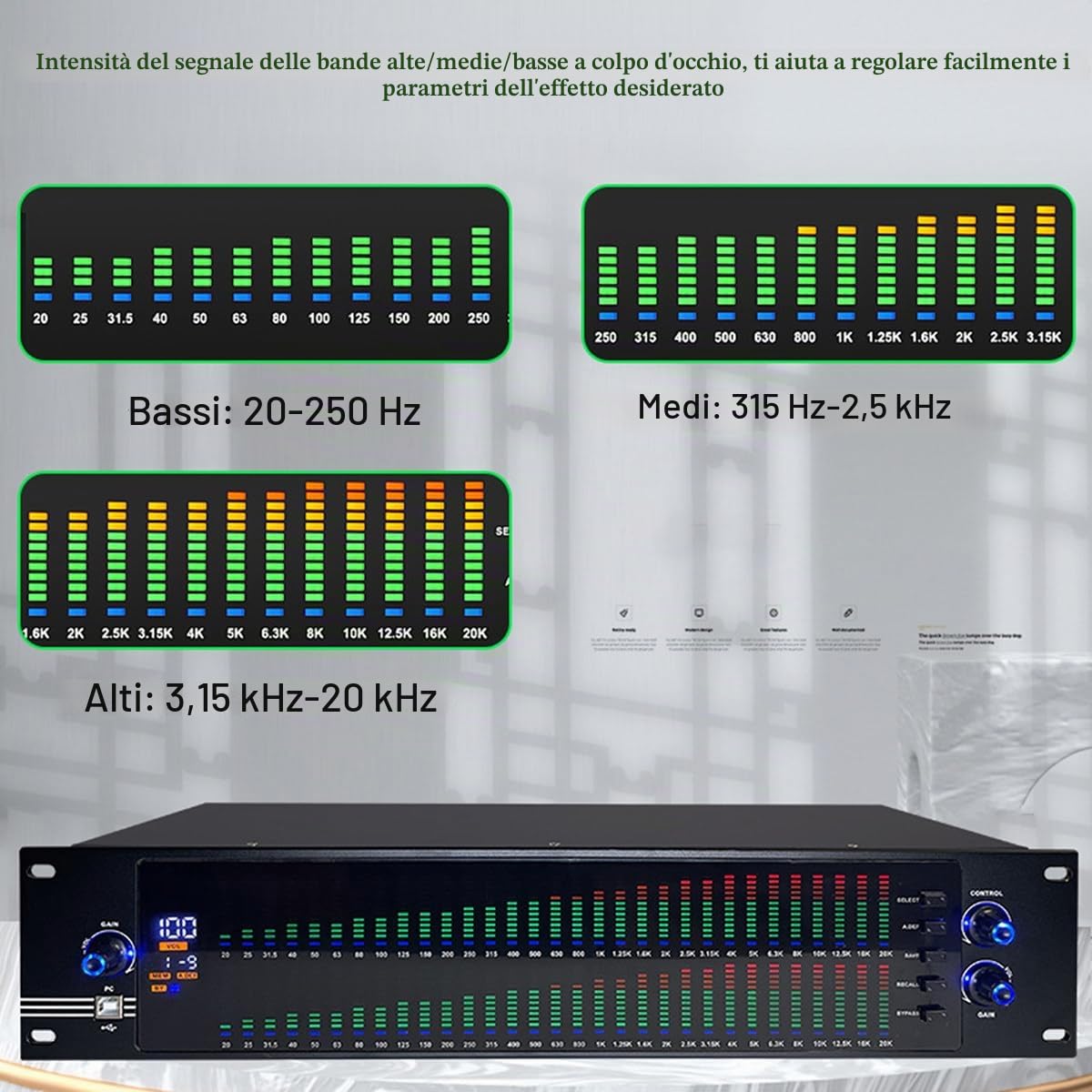 Equalizzatore audio a doppio spettro, audio effetto digitale a 31 bande, processore DSP Equalizador Palco KTV Sound System,EQ-888S