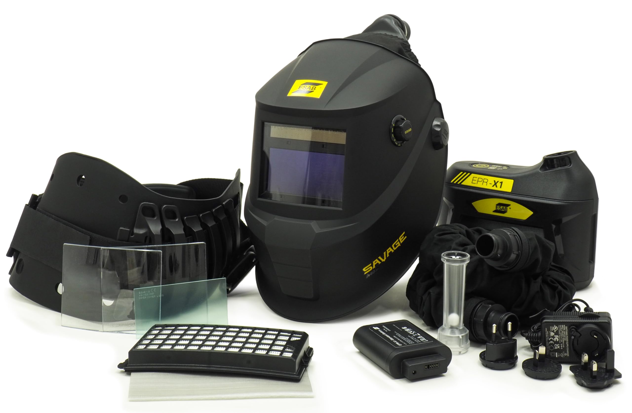 Savage A40 +PAPR AIR Professioneller Schweißmaskenhelm automatisch 1/1/1/2, Schwarz