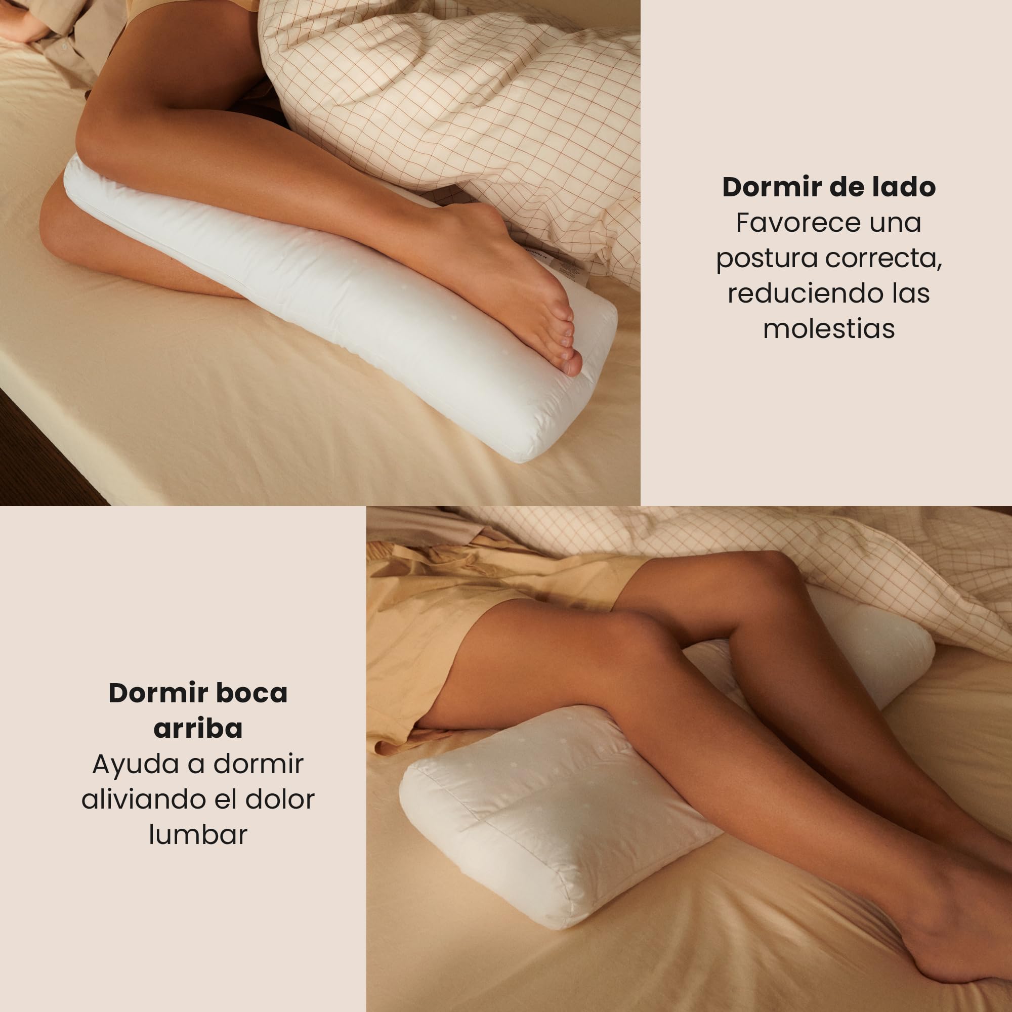 FOSSFLAKES KneeAnkle Almohada de Piernas para Dormir de Lado, Rodillas | Almohada entre las piernas para dormir de lado; cojín de apoyo para rodillas y caderas con relleno Fossflakes, 24x68 cm
