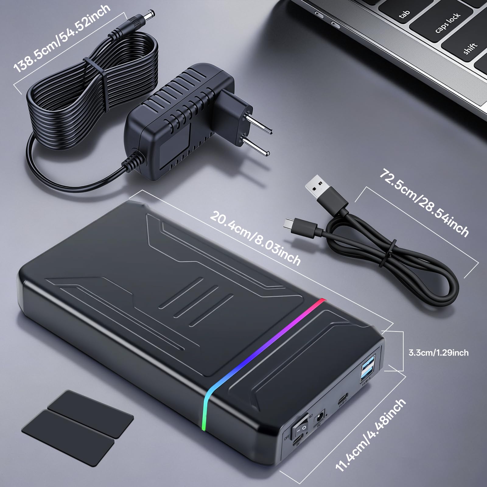 10Gbps Boitier Disque Dur Externe, USB-C Station d'accueil pour Disque Dur SATA HDD/SSD 3.5"/2.5" & pour Boitier SSD M2 NVMe Adaptateur SATA USB 3.2 Gen2, UASP