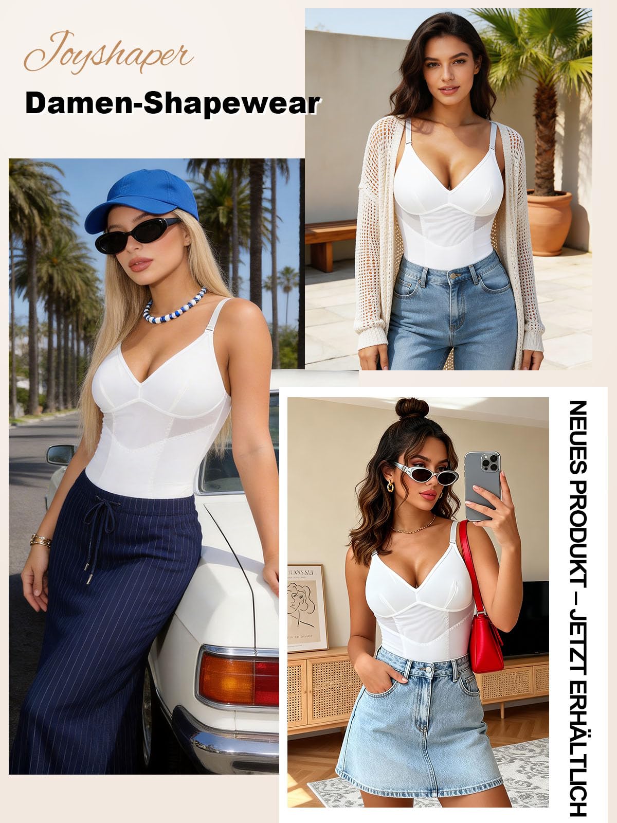 Joyshaper Figurformendes Unterhemd Damen Mesh-Stoff Shapewear Bauchweg Body Shaper Bauchkontrolle Shaping Camisole Formende Tops