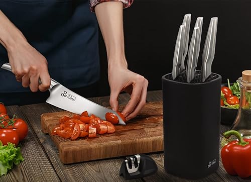 Miniatura 6 de DDF iohEF Juego de cuchillos de cocina con bloque, juego de cuchillos de acero inoxidable de alto carbono de alta calidad con afilador, juego de