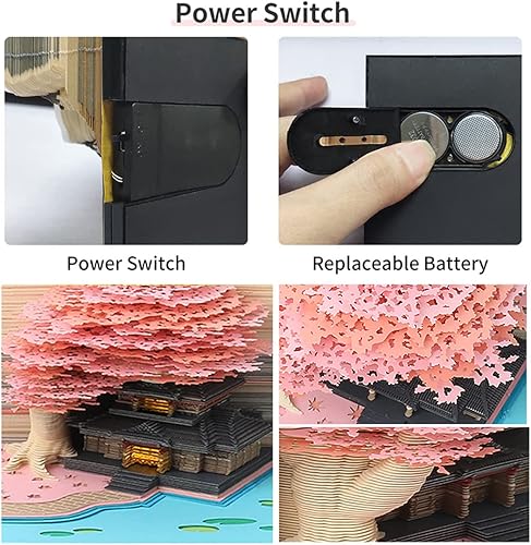 Miniatura 3 de Bloc de notas 3D modelo árbol colorido 3D notas adhesivas notas de papel, bloc de notas de arte 3D con soporte para bolígrafo LED (árbol de