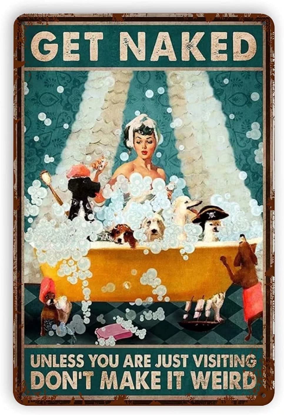 Girls Bath Poster Metal Signs, Fun Poster For Bar Kitchen Cafe Farmhouse Wall Decor 8x12inch