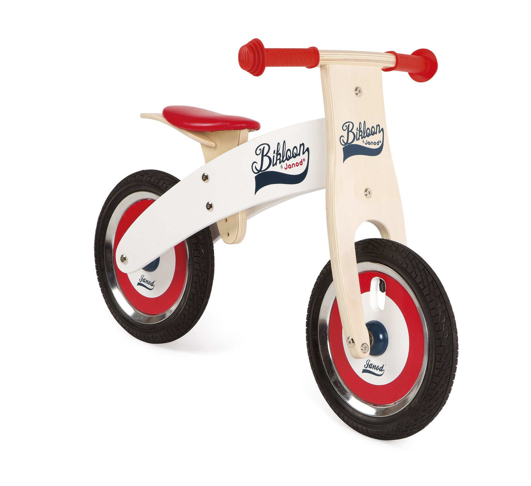 Janod Bikloon Bicicleta sin Pedales de Madera, Rojo y Blanco (J03266)