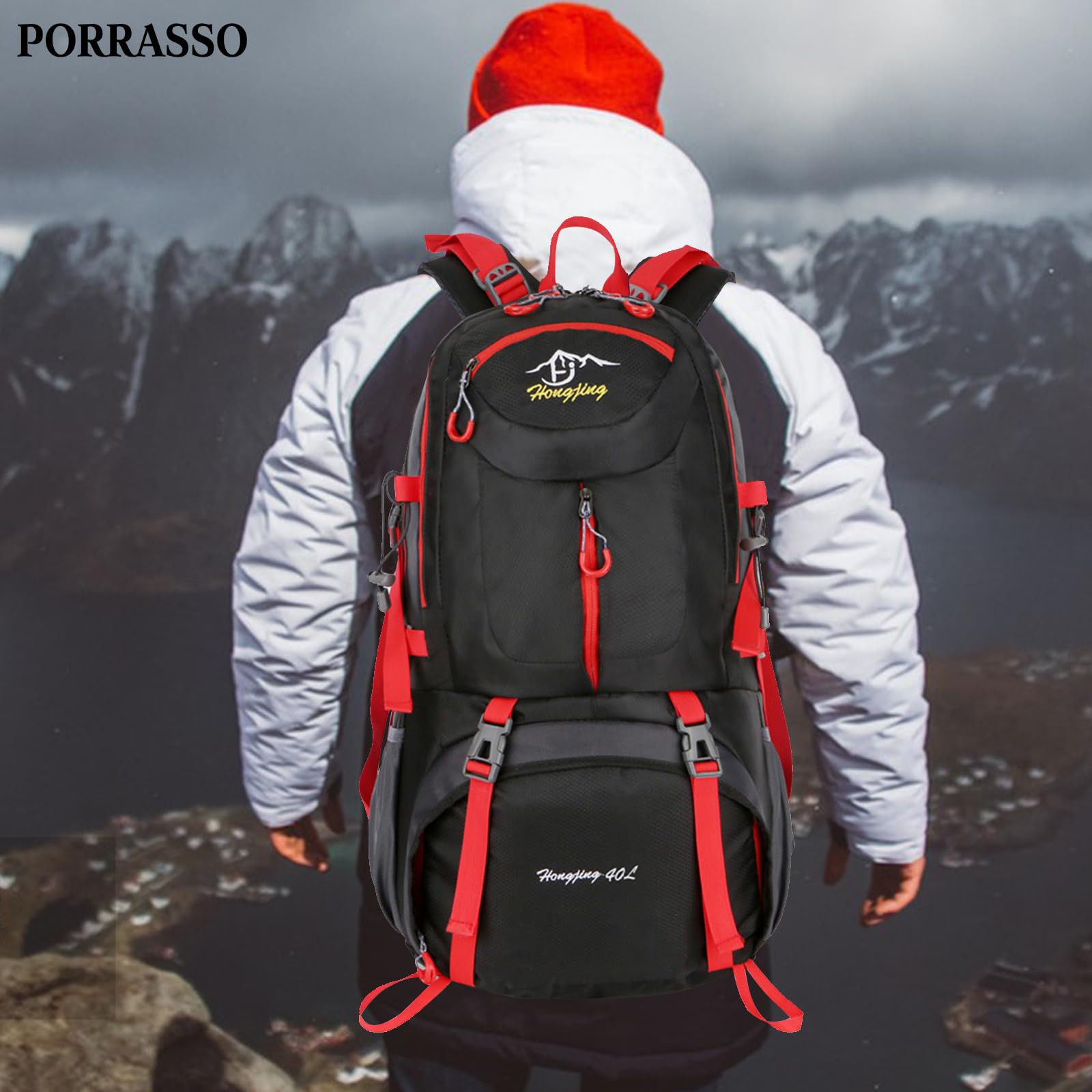 50/60 L Zaino da Trekking Zaino Impermeabile Zaini Hiking Backpack per Donna Uomo Viaggi Campeggio Arrampicata Sport Nero A