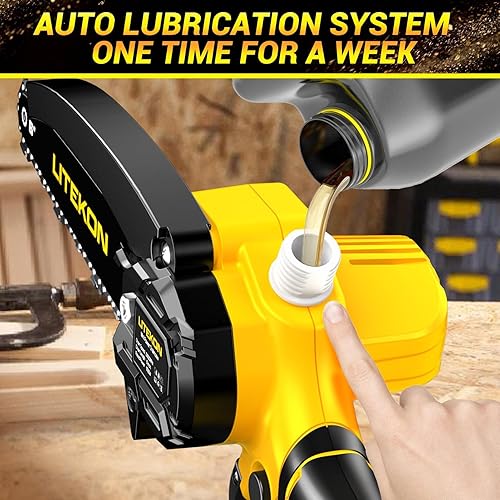 Miniatura 3 de Kit de Motosierra Inalámbrica Mini con Batería de 2000mAh y Cargador Rápido y 2 Cadenas - La Mejor Motosierra Eléctrica de Cadena de 6 Pulgadas