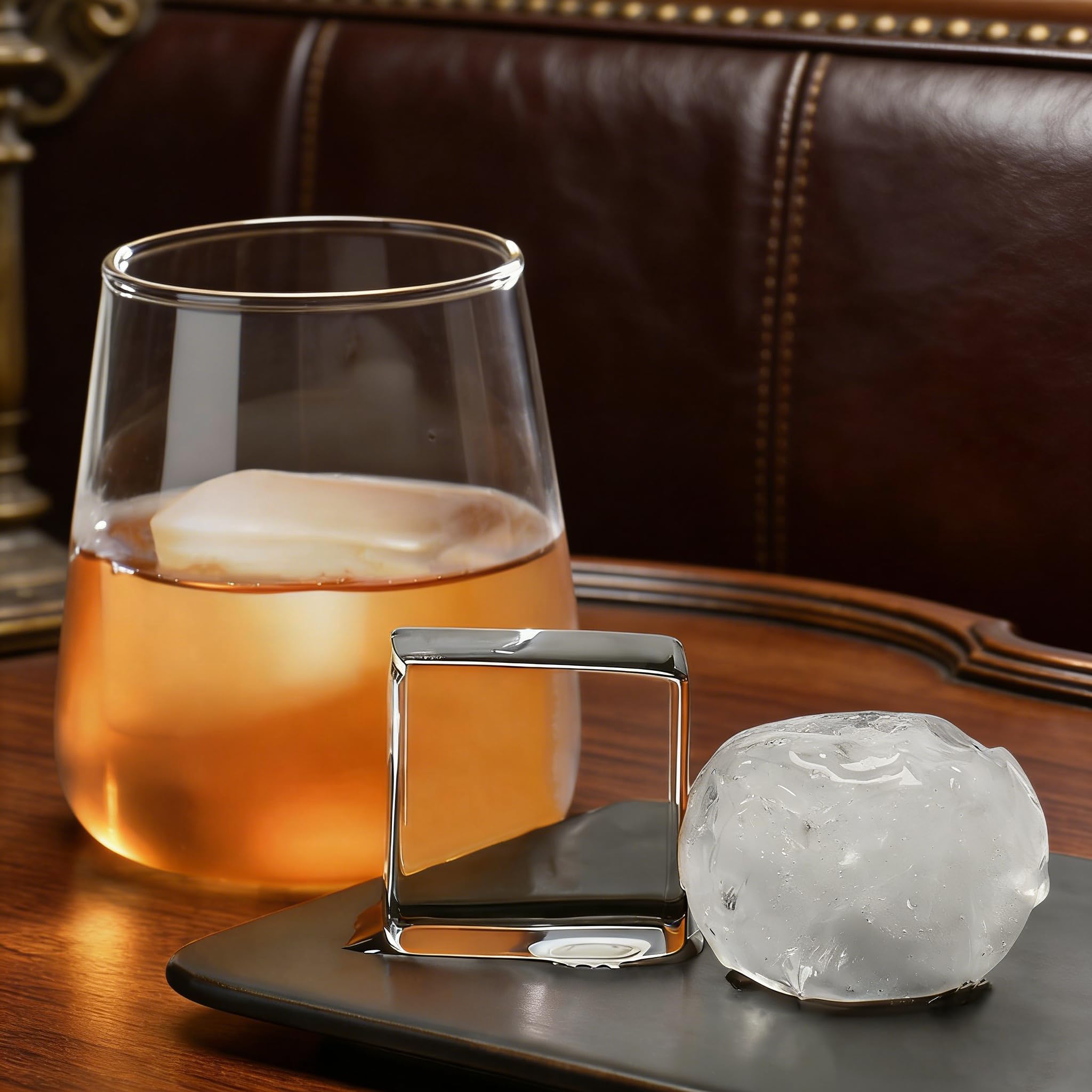 Bandeja para cubitos de hielo de silicona transparente, 5,1 cm, molde de hielo para whisky y cócteles