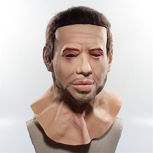 Miniatura 4 de Máscara realista de látex para hombre con cabello, divertida máscara de fiesta de disfraces de travestismo para hombre y mujer, máscara de broma
