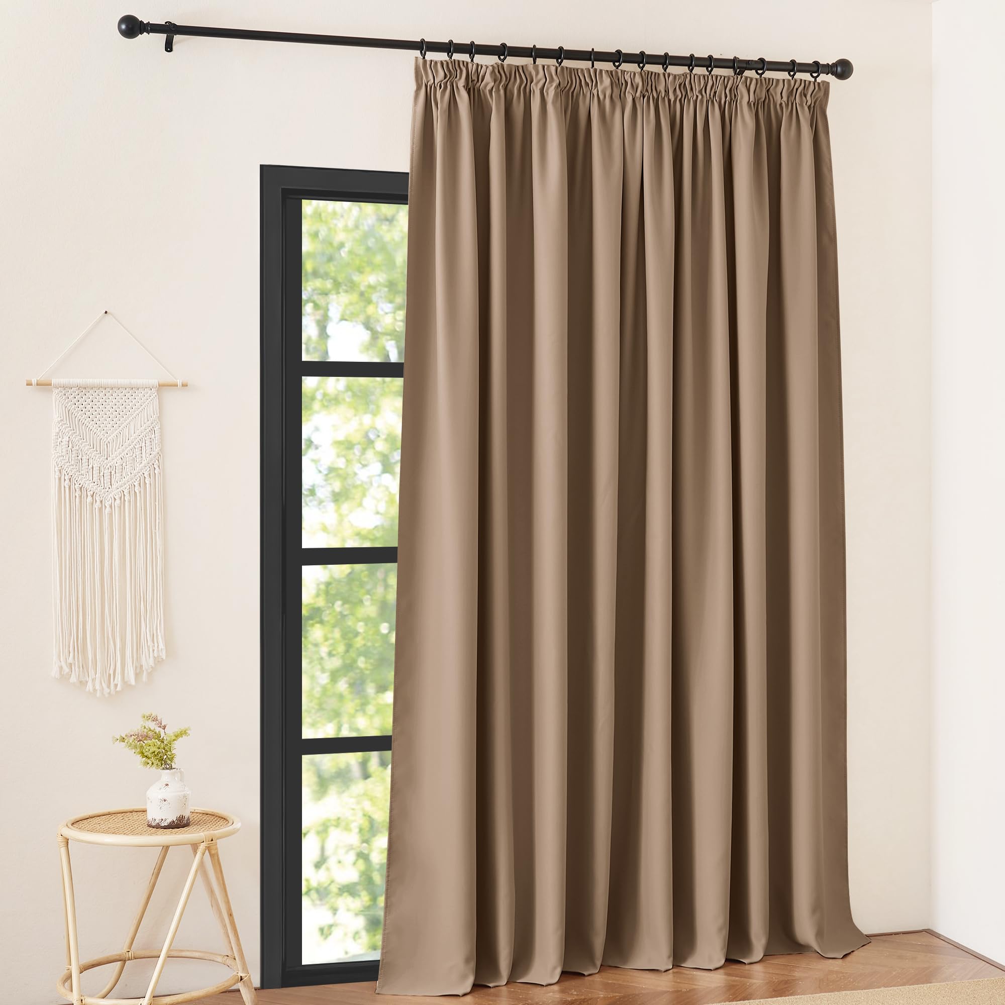 KGORGE Tende Oscuranti per Interni 1 Pezzo L 300 x A 240 CM Tenda Camera da Letto Moderna Termica con Fettuccia Divisoria Soggiorno Curtain, Moca