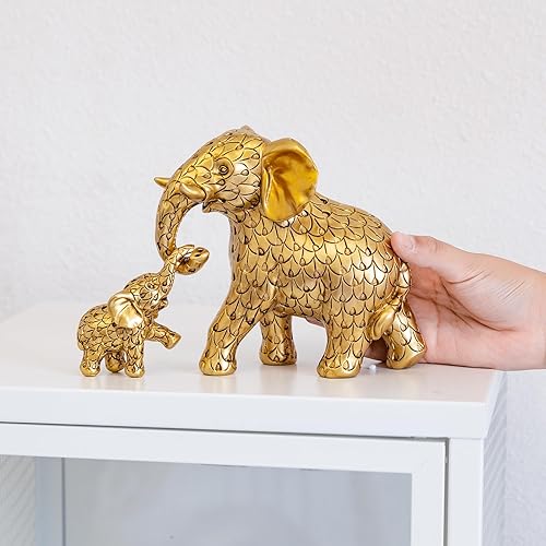 Miniatura 3 de Estatua de elefante dorado vintage. Figuras de elefante que inspiran buena suerte, salud. Regalos únicos de elefante para mujeres, mamás. Adornos de