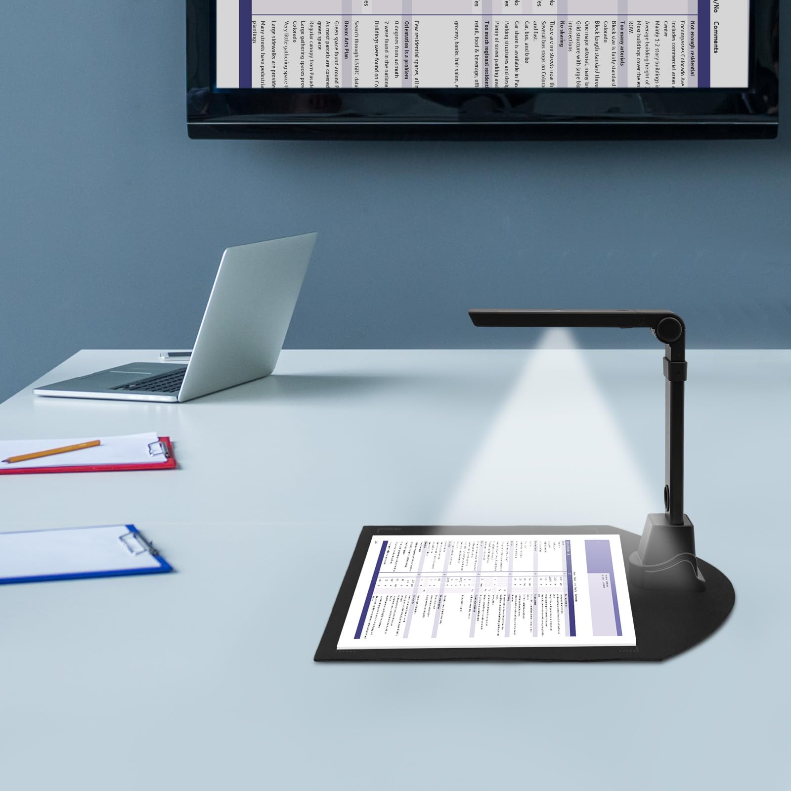 Escáner plegable para documentos OCR 8MP A3 Visualizer Escritorio Escáner de documentos con LED de 3 niveles, escáner de libros portátil para Windows y Mac, más de 200 idiomas