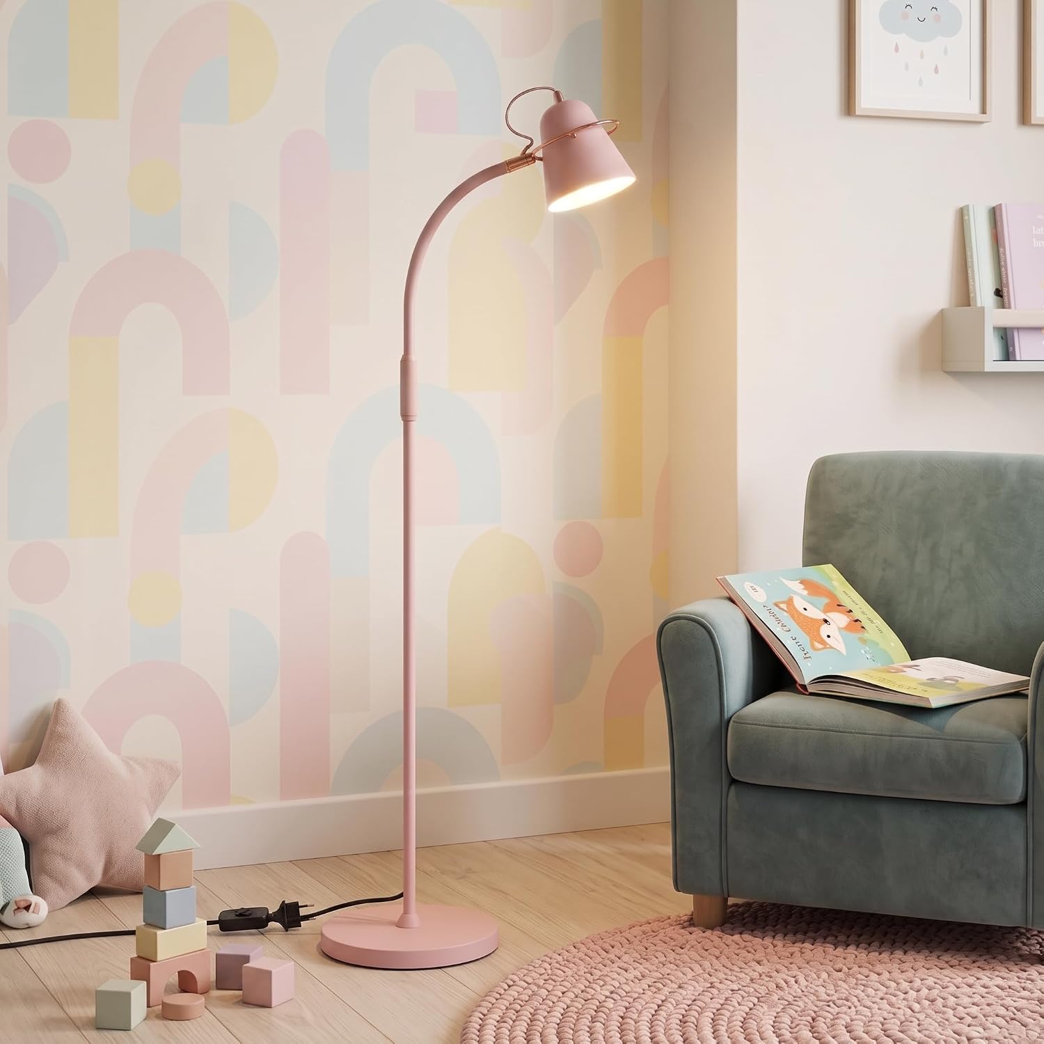 Brightech Zoey LED Floor Lamp - Flexible, Bright Standing Task Light for Puzzles, Crafting, Sewing and Reading - Perfect Dimmable Lighting for Kids Bedrooms, Desks, Nurseries, & Offices - Pastel Pink image 5