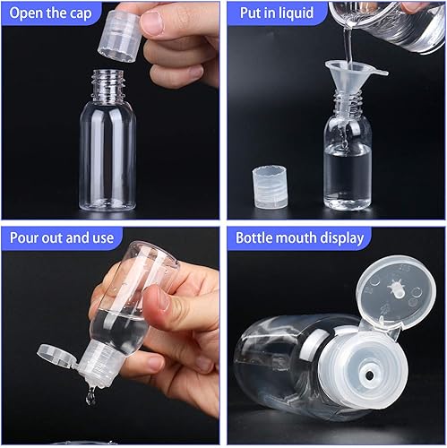 Miniatura 4 de TRENDBOX Paquete de 6 botellas vacías de plástico con tapa abatible para champú, lociones, jabón corporal líquido, crema (1 onza / 1.0 fl oz)