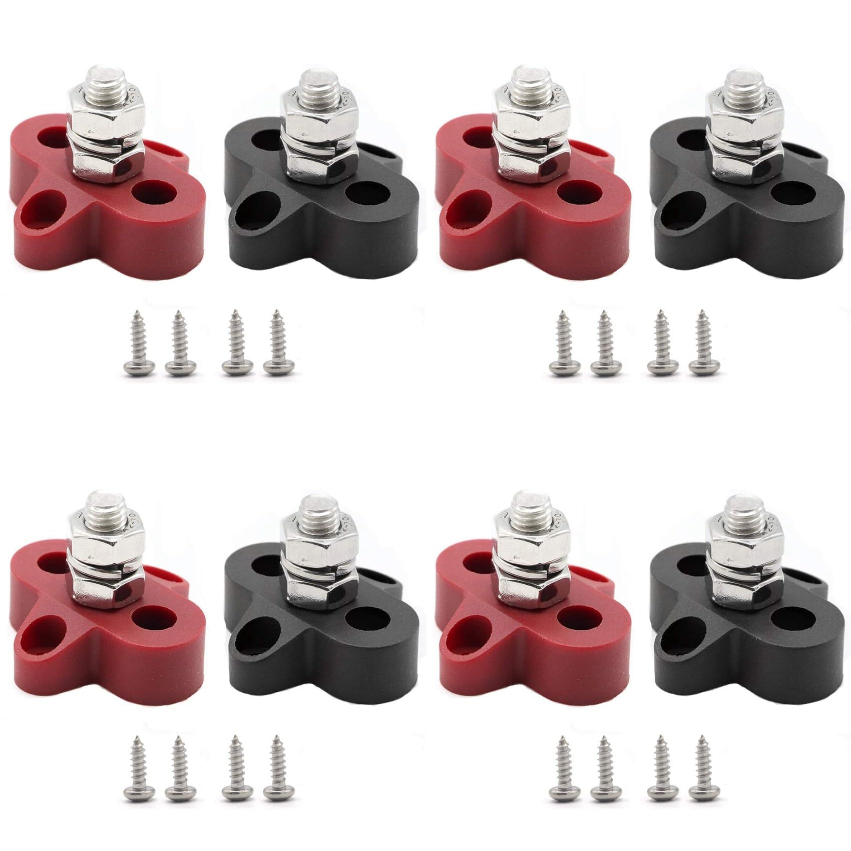 Jnchdghwa Black&Red 8Pcs 5/16 Inch Dc 48V Busbar Power Terminal Block M8 Positive Negative Power Distribution Stud For Rv Ship Boat