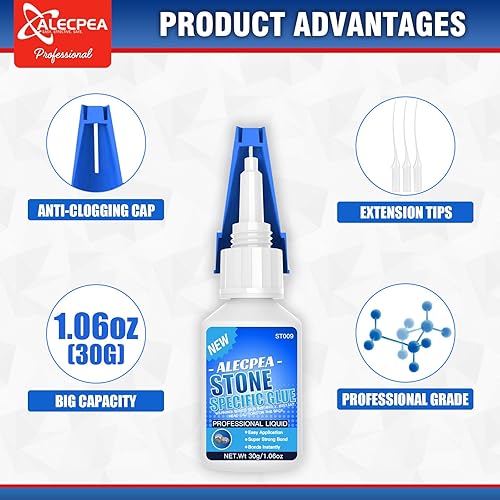 Miniatura 61 de ALECPEA Pegamento de vidrio de 1.06 oz – Adhesivo de secado rápido y resistente a la intemperie para reparación de vidrio, joyas, arte, cristal