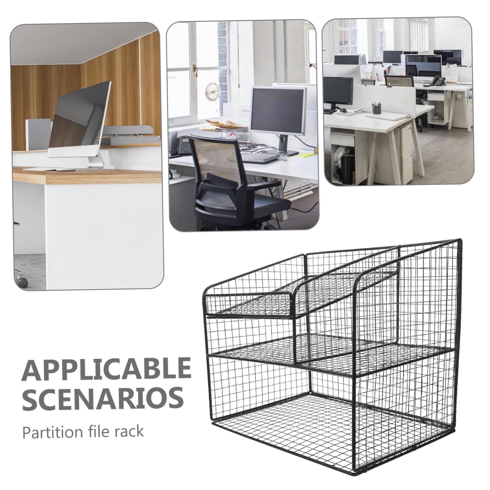 Artibetter Rack de stockage téléphonique plateau de document phone stand for desk bac à lettre rack de documents Organisateur de bureau organisateur de fichiers de bureau bac à fichier Black