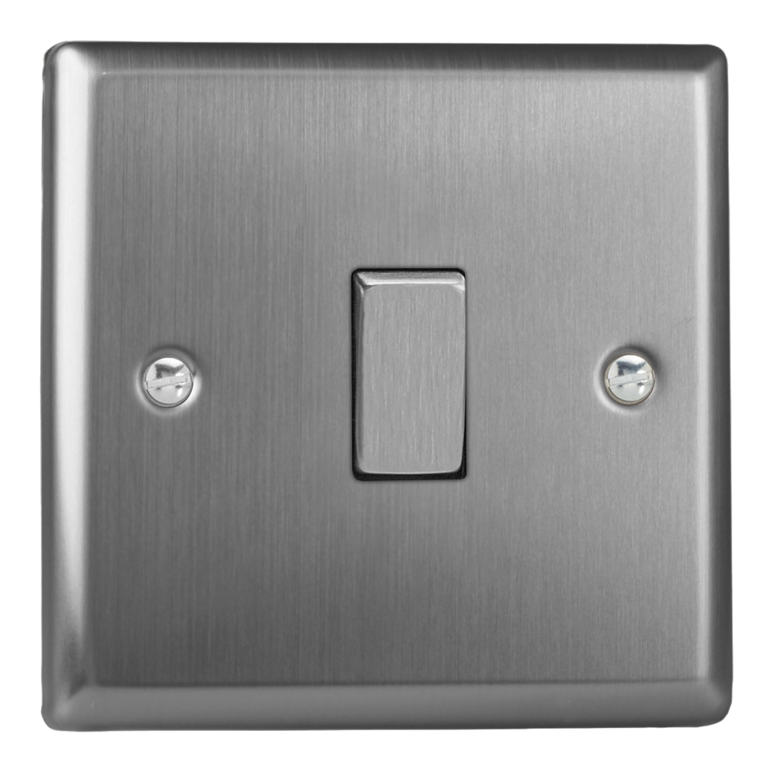 Varilight Single Rocker Light Switch 2-Way - Classic Brushed Steel With Brushed Steel Rocker, XT1D, 91x91x25mm