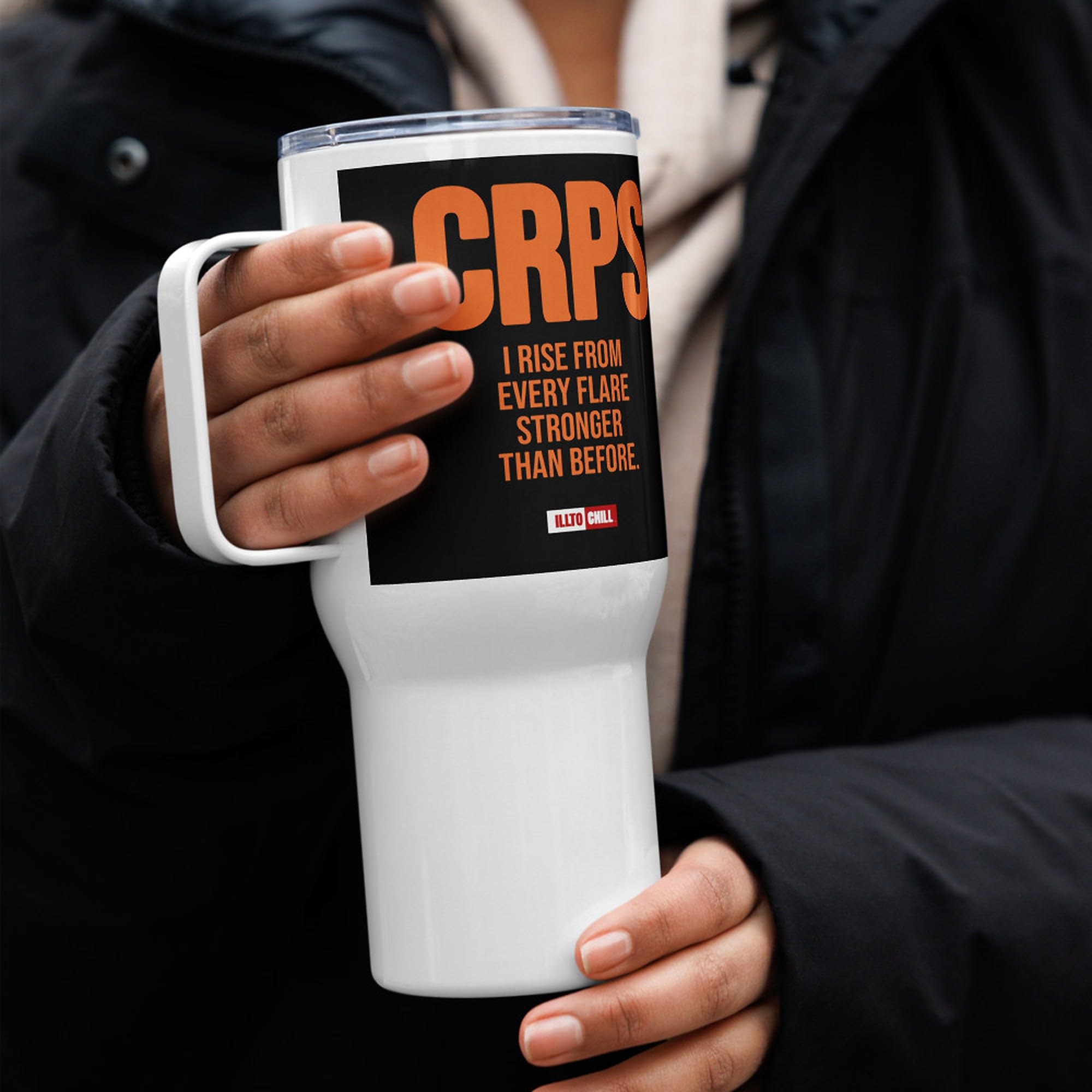 Taza de Viaje SDRC (CRPS) con Asa, Regalo para la Comunidad CRPS