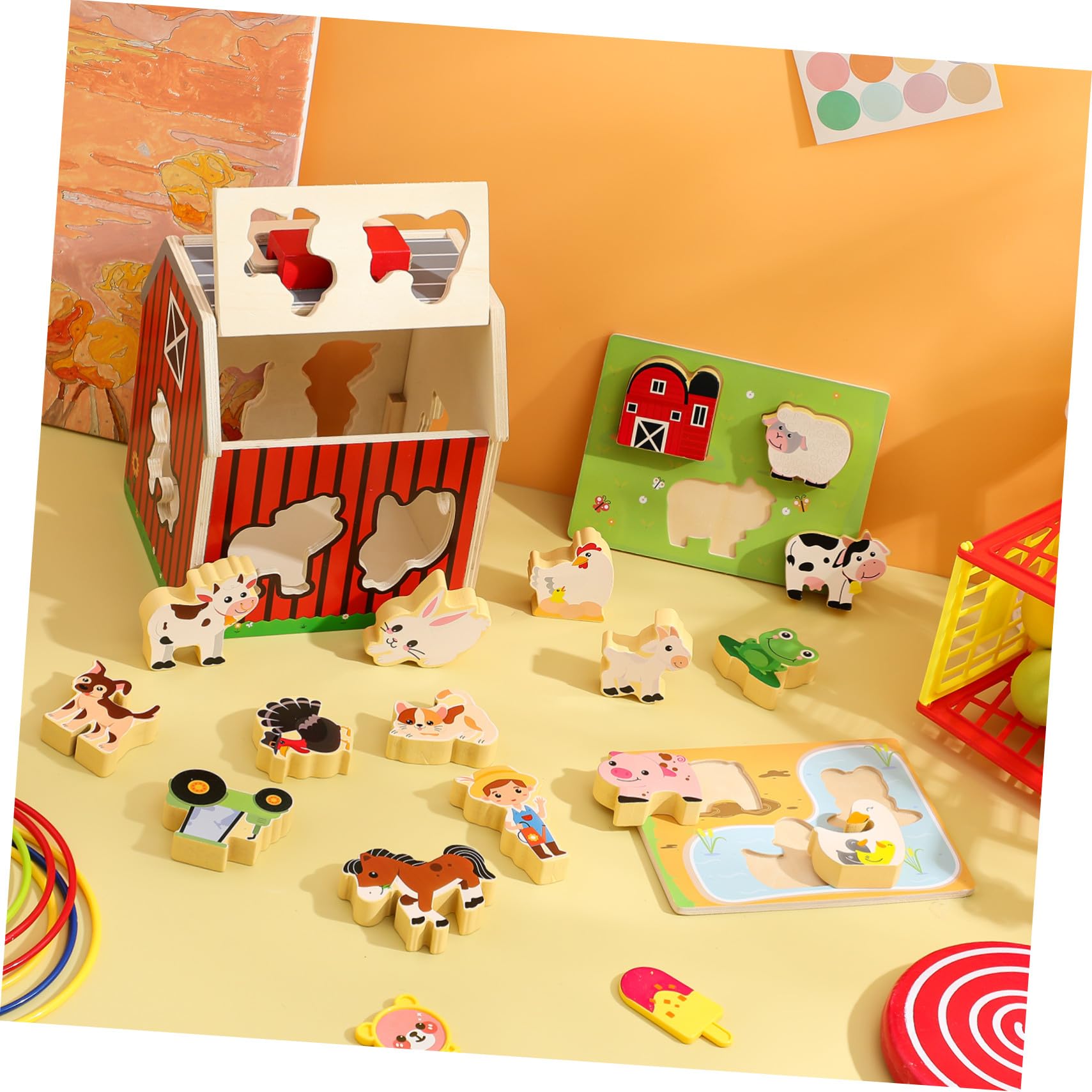 Animales De Granja De Madera Montessori Juguetes A Juego Figuras De Animales Kit De Construcción Stem para Juguetes De Matemáticas Montessori para