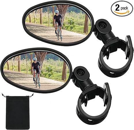 Hestya 2 Pcs Bike Mirror 360 Degree Adjustable Safe Rotatable Handlebar Mirror Bicycle Accessories Shockproof Acrylic Convex for Mountain Road Bike