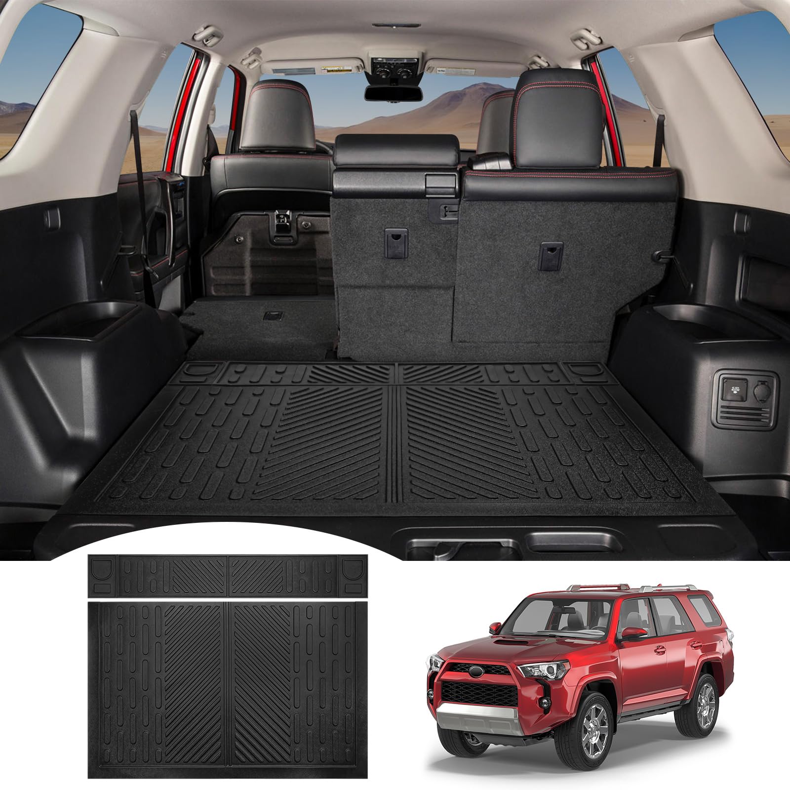 Utiiy Cargo Liner Compatible with 2010-2024 Toyota 4Runner 5-Seater Cargo Mat All Weather Trunk Liner TPE Trunk Mat for Toyota 4Runner(Fit W/Sliding Cargo Deck, Not Fit 3rd Seat 4Runner)