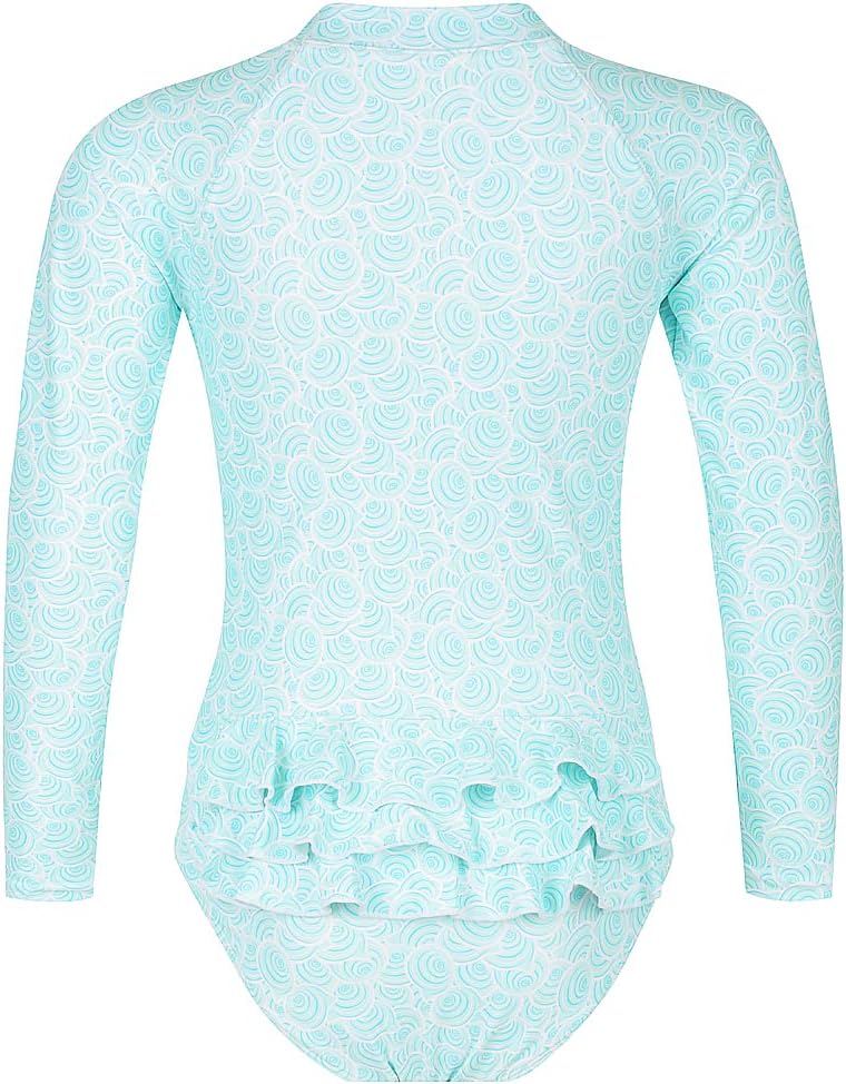Tame the Sun Long Sleeve Girls' Swimsuit - Rash Guard with Frills, UPF 50+ Zipper Swimwear - Bathing Suit for Ages 3-12