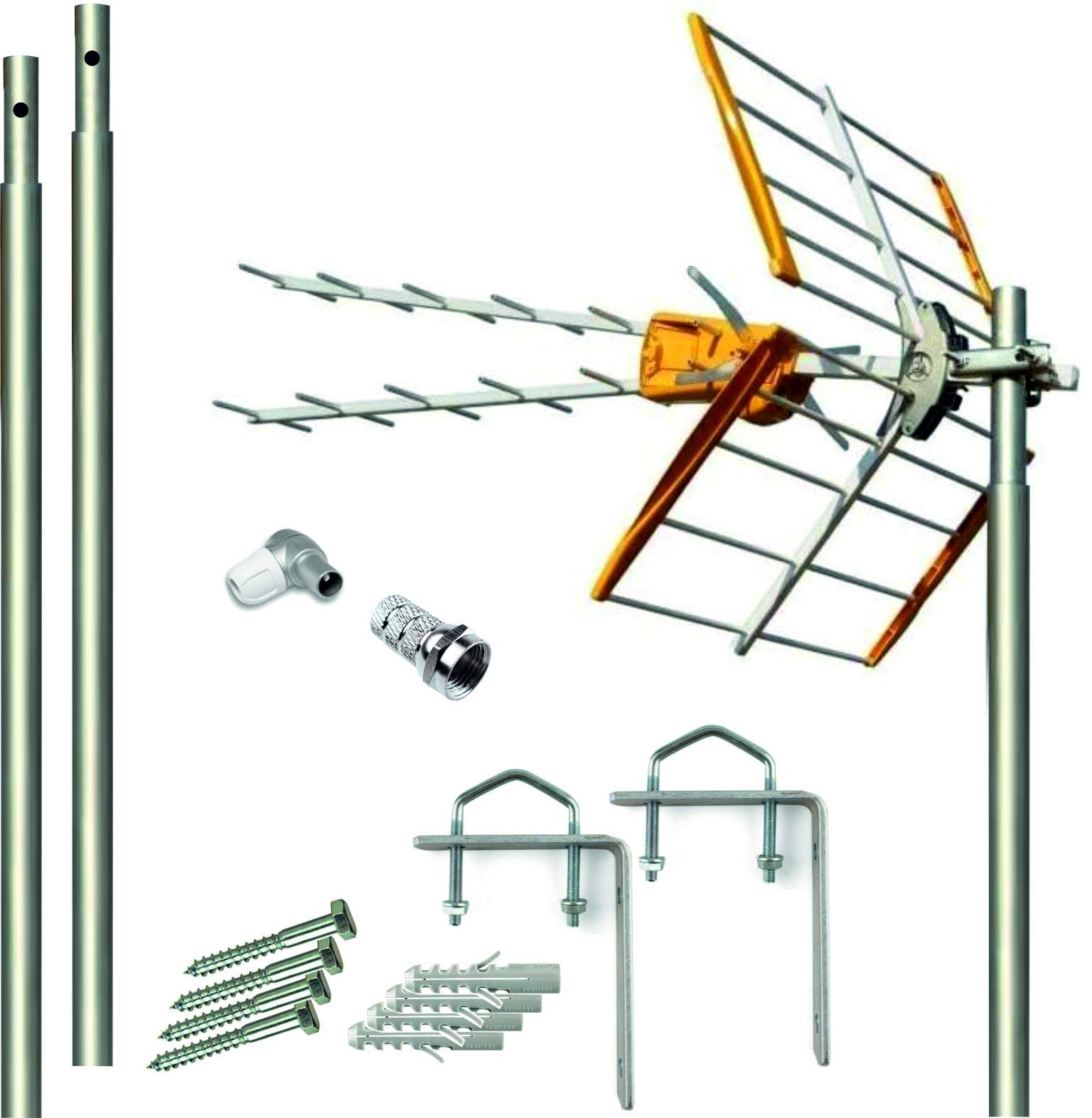 TECNOVOZ Kit Antena 5G + 2X Mástiles 1M + Garras + Conexiones