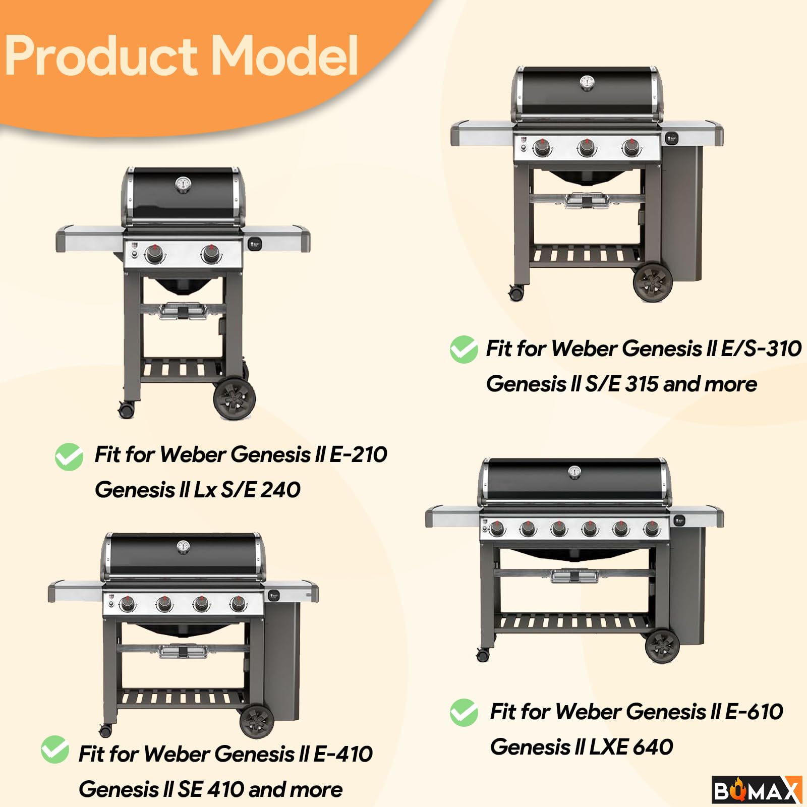 67445 Ruote per griglia Weber Genesis II e Genesis II LX 300 200 400 600, ruote in plastica da 8 pollici per ruote grill Weber, kit di 2 confezioni per ruote per griglia Weber