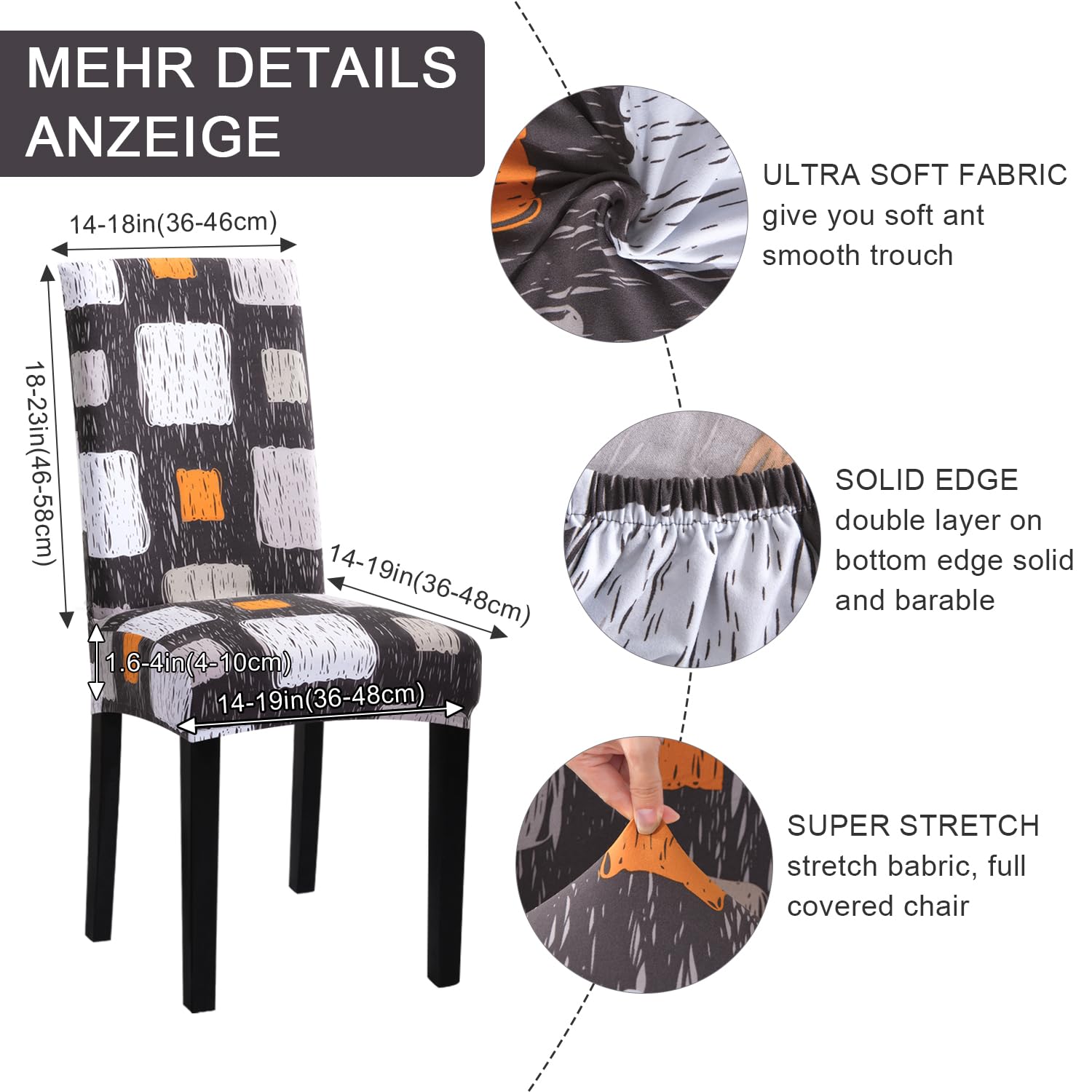 mafudoxi Stoelhoezen, set van 6, stretch, afneembaar, wasbaar, stretch, met elastische band, voor hotel, banket, restaurant, huis, feest, bruiloft (gouden bloemen, 6 stuks