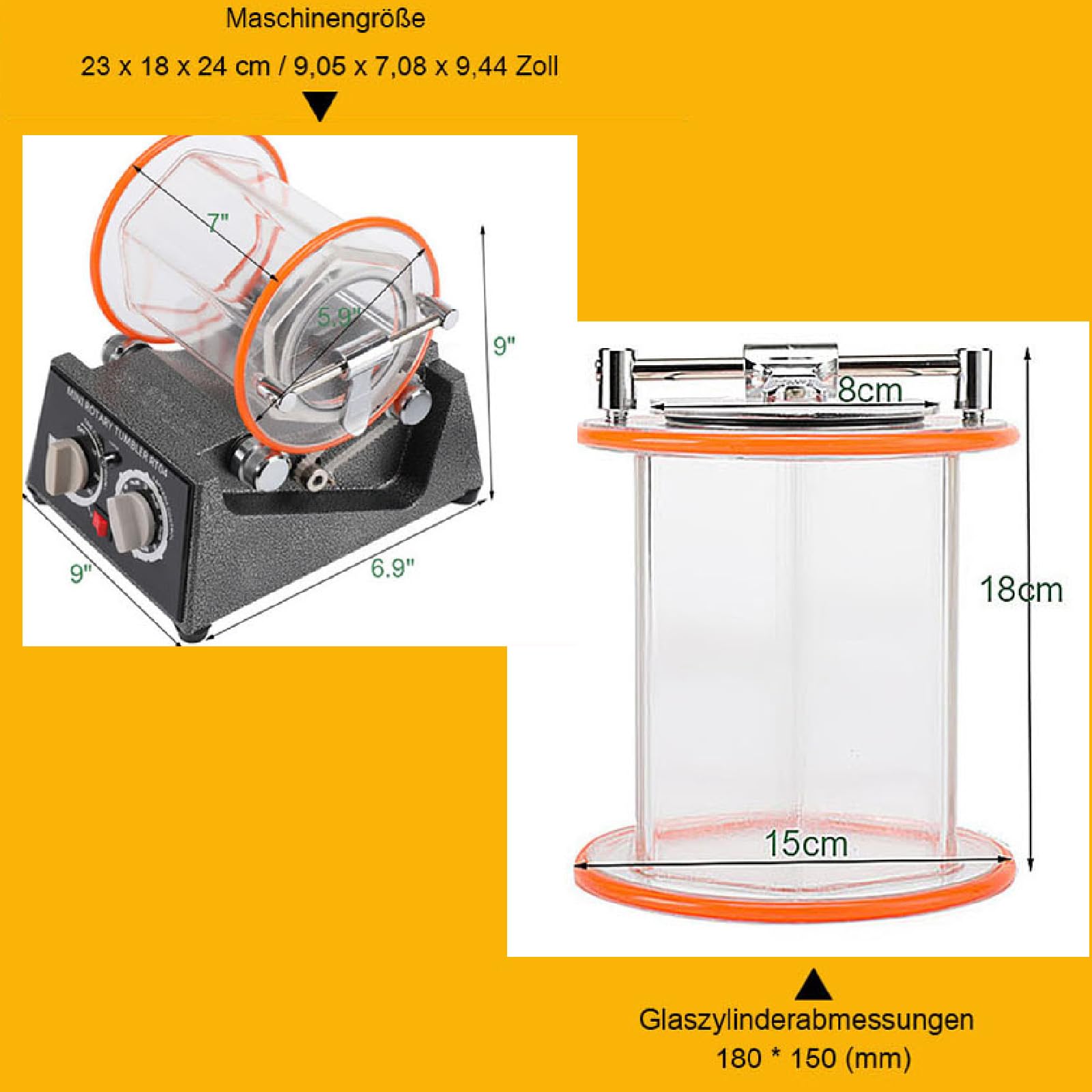 Poliermaschinen Poliertrommel Kugelmühle Rotationspolierer mit Timer