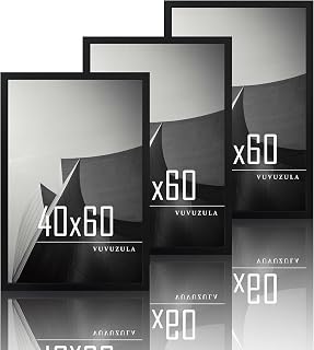 VUVUZULA Bilderrahmen 40x60cm Schwarz Holz Fotorahmen Holzrahmen MDF Rahmen 40x60cm 3er Set
