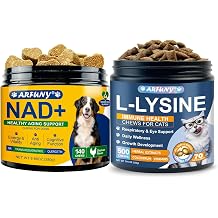 NAD+ Soft Chews for Dogs & Cat Lysine Chews - for Dogs Energy & Vitality, Anti-Aging, Cognitive Function - for Cat Support Immune Health, Normal Eye Function and Respiratory Health