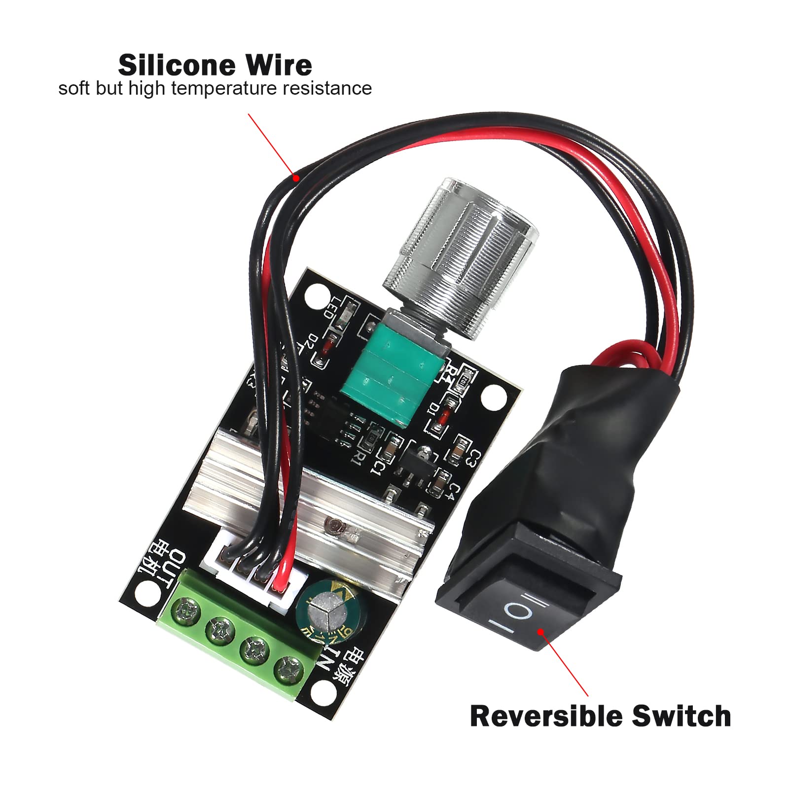 6 controladores de velocidad de motor PWM de 6 V, 12 V, 24 V, 28 V, 3 A, 80 W CC, regulador de velocidad, interruptor reversible ajustable 1203BB DC