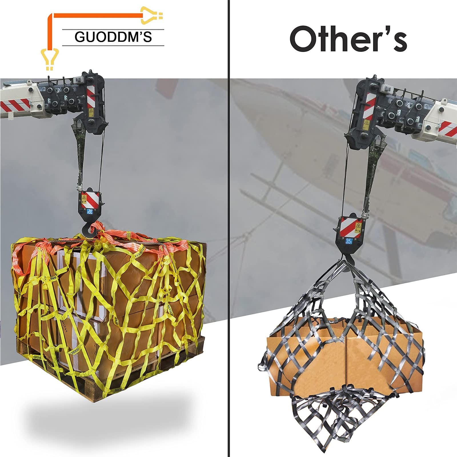 Hängendes Hebe-Gepäcknetz - Flaches Nylonschlingen-Hebenetz, Elastisches Frachtnetz, Reißfestes Hebenetz, Anhängernetz, Anpassbar, Hebenetze Für Industrielle Be- Und Entladewerkzeuge,