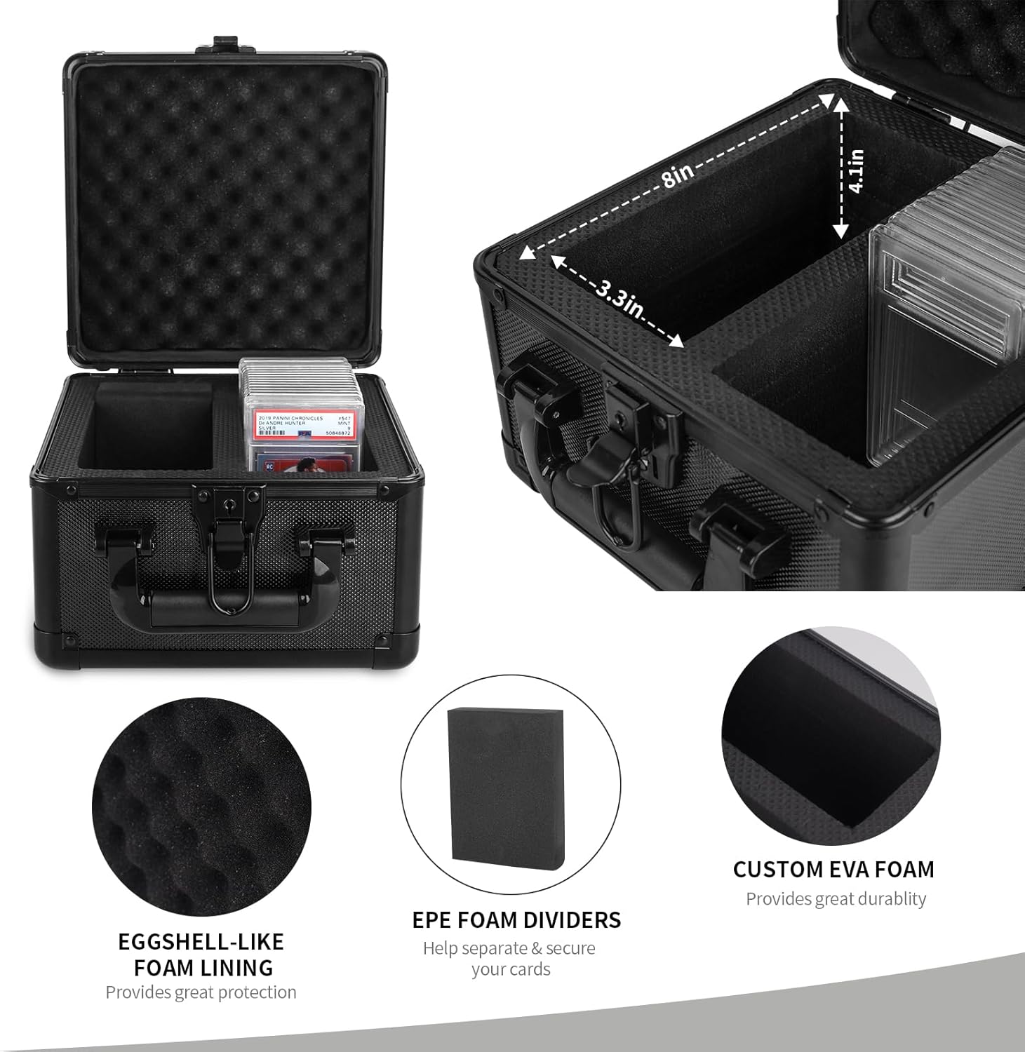 Graded Card Storage Box, PSA Slab Card Case for Graded Cards Sports Cards, Baseball Trading Card Case Holder Fits PSA, CSG, BGS and Top Loaders